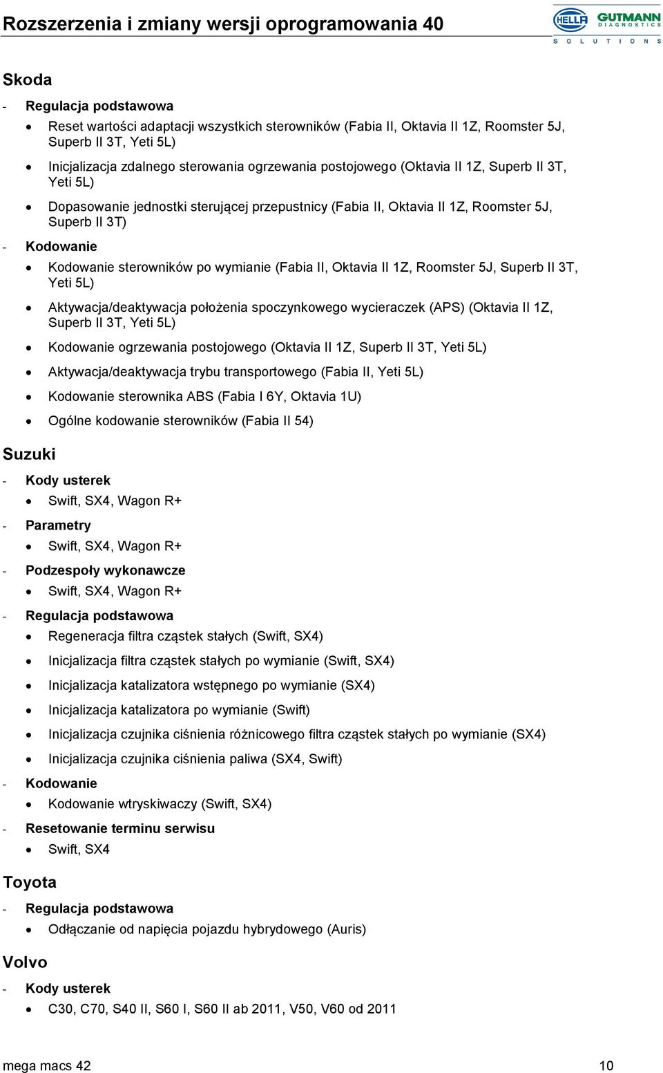 Yeti 5L) Aktywacja/deaktywacja położenia spoczynkowego wycieraczek (APS) (Oktavia II 1Z, Superb II 3T, Yeti 5L) Kodowanie ogrzewania postojowego (Oktavia II 1Z, Superb II 3T, Yeti 5L)