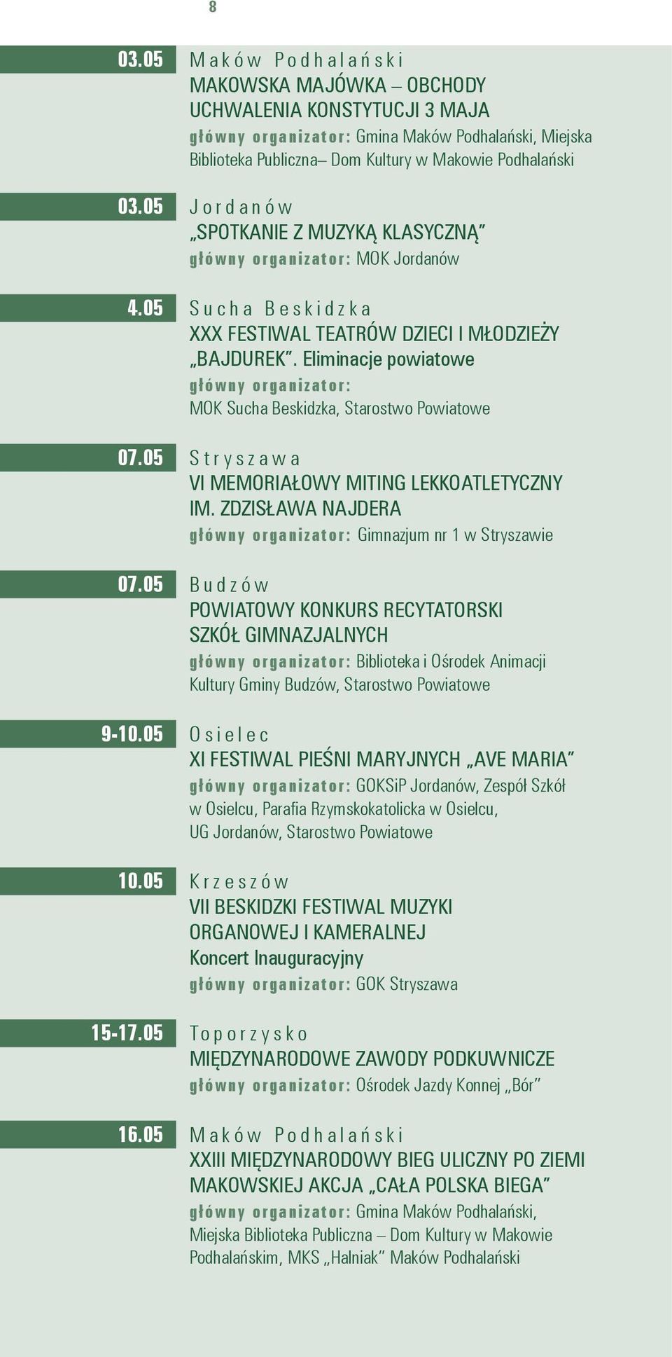 05 Stryszawa VI MEMORIAŁOWY MITING LEKKOATLETYCZNY IM. ZDZISŁAWA NAJDERA Gimnazjum nr 1 w Stryszawie 07.