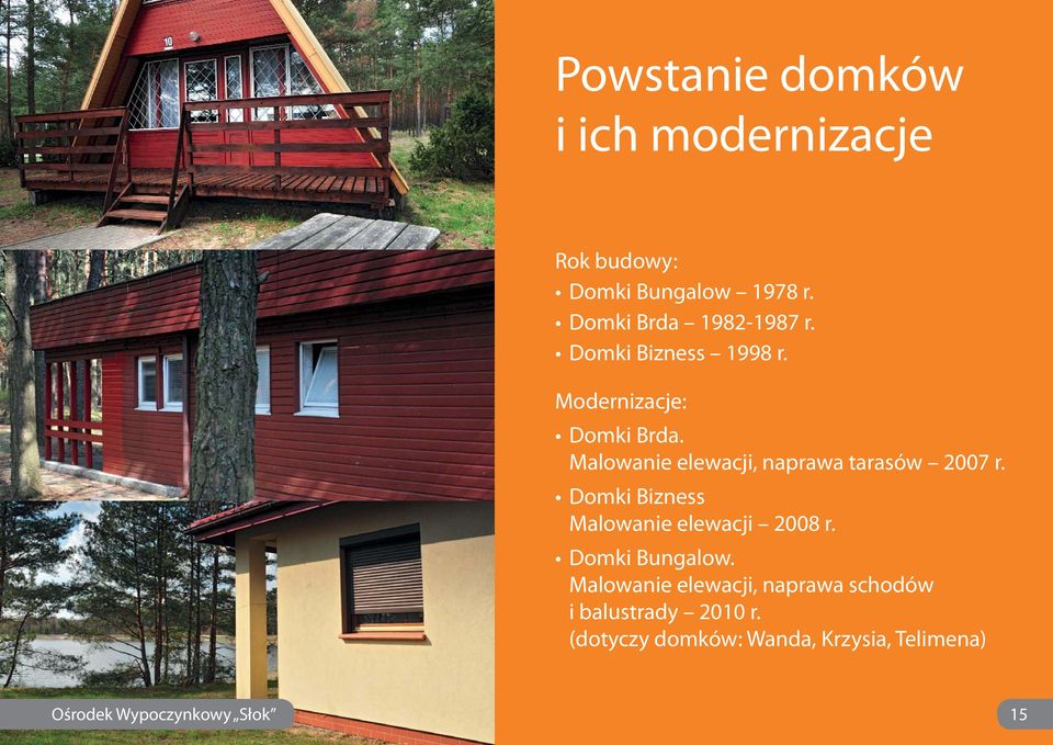 Malowanie elewacji, naprawa tarasów 2007 r. Domki Bizness Malowanie elewacji 2008 r.