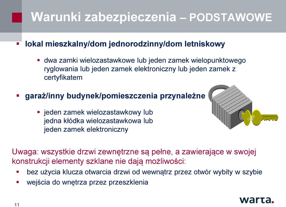 lub jedna kłódka wielozastawkowa lub jeden zamek elektroniczny Uwaga: wszystkie drzwi zewnętrzne są pełne, a zawierające w swojej konstrukcji