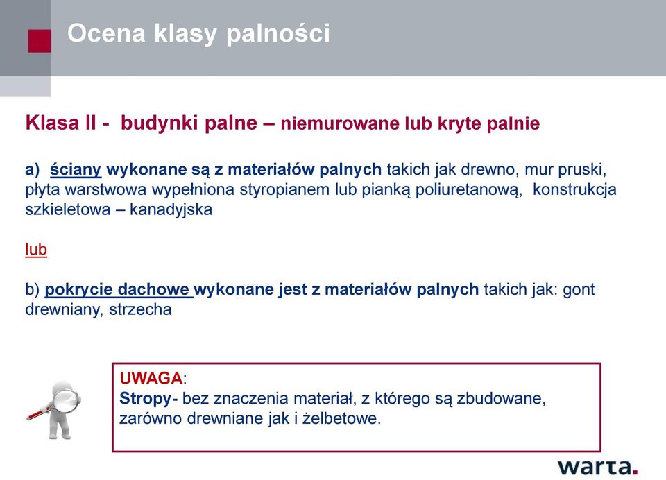 konstrukcja szkieletowa kanadyjska lub b) pokrycie dachowe wykonane jest z materiałów palnych takich jak: gont