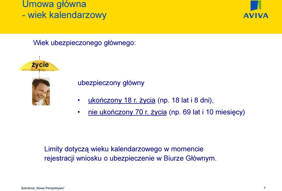 18 lat i 8 dni), nie ukończony 70 r. życia (np.