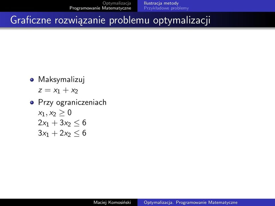 x 2 Przy ograniczeniach x 1, x 2 0