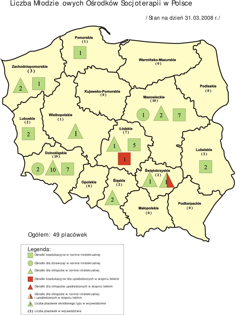 intelektualnej Ośrodki dla dziewcząt w normie intelektualnej Ośrodki koedukacyjne dla upośledzonych w stopniu lekkim