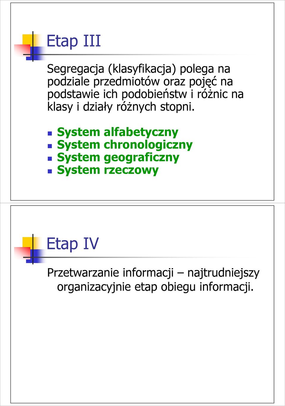 System alfabetyczny System chronologiczny System geograficzny System rzeczowy