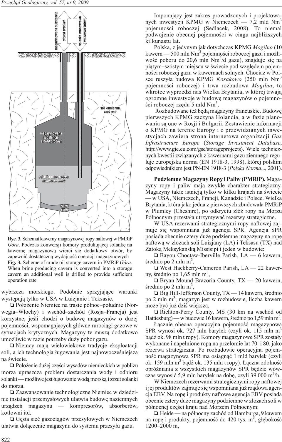 Scheme of crude oil storage cavern in PMRiP Góra. When brine producing cavern is converted into a storage cavern an additional well is drilled to provide sufficient operation rate wybrze a morskiego.