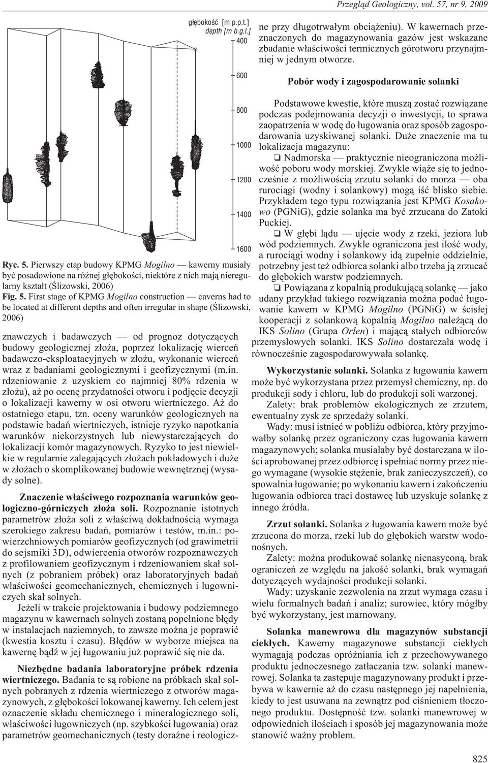 geofizycznymi (m.in. rdzeniowanie z uzyskiem co najmniej 80% rdzenia w z³o u), a po ocenê przydatnoœci otworu i podjêcie decyzji o lokalizacji kawerny w osi otworu wiertniczego.