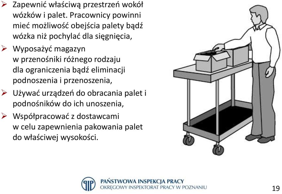 magazyn w przenośniki różnego rodzaju dla ograniczenia bądź eliminacji podnoszenia i przenoszenia,