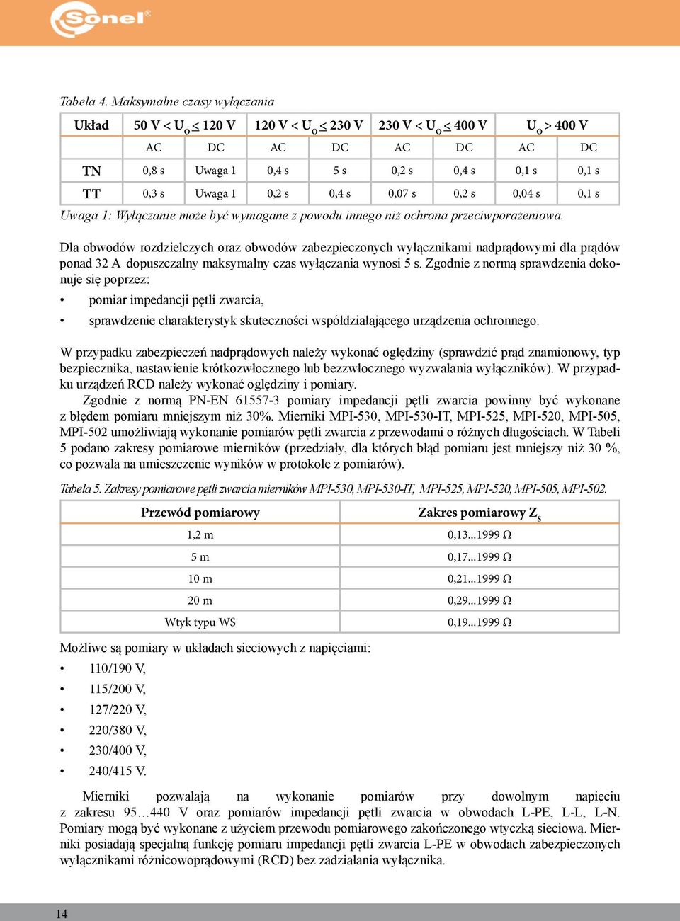 0,2 s 0,4 s 0,07 s 0,2 s 0,04 s 0,1 s Uwaga 1: Wyłączanie może być wymagane z powodu innego niż ochrona przeciwporażeniowa.