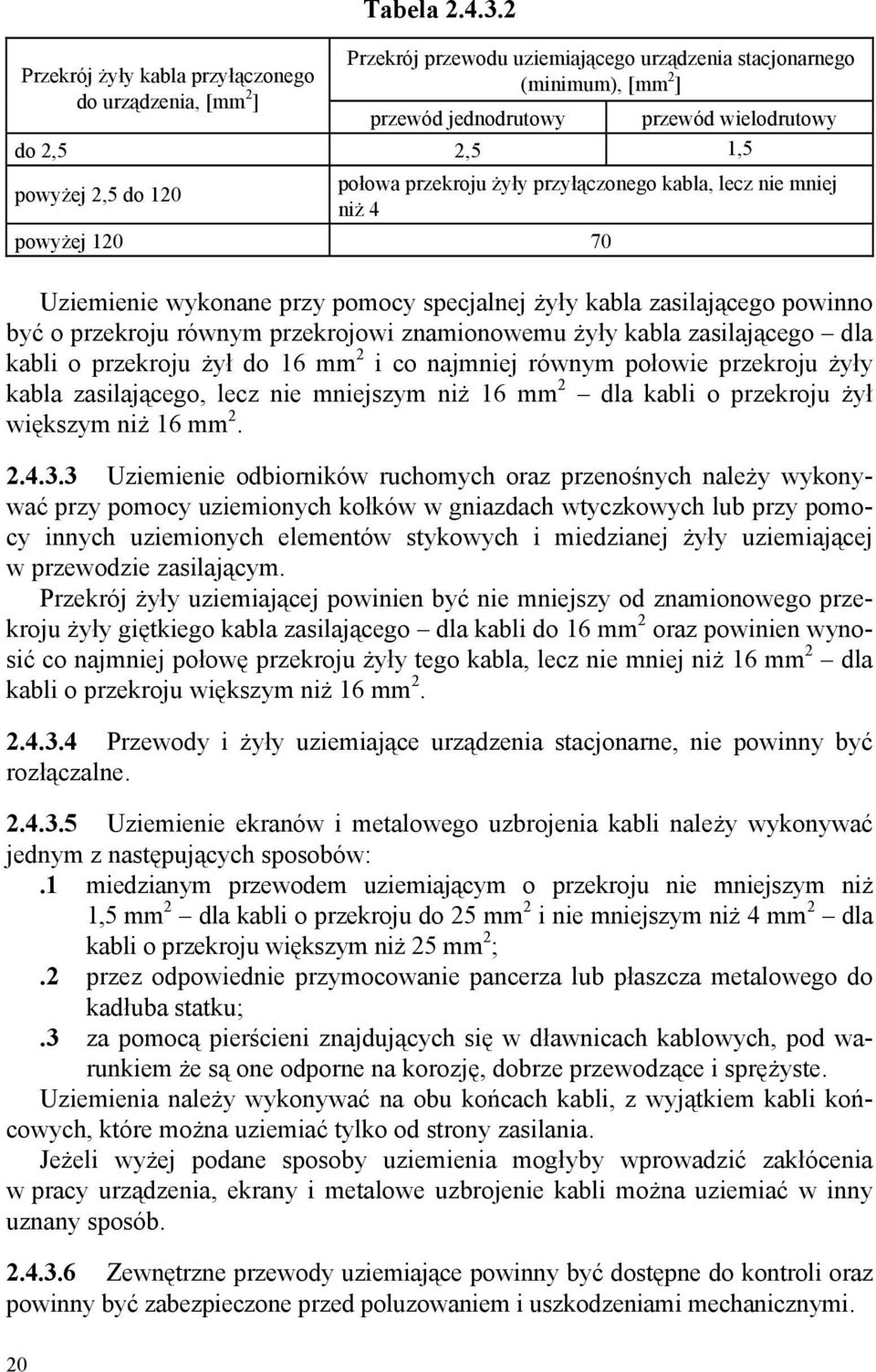lecz nie mniej niż 4 powyżej 120 70 Uziemienie wykonane przy pomocy specjalnej żyły kabla zasilającego powinno być o przekroju równym przekrojowi znamionowemu żyły kabla zasilającego dla kabli o