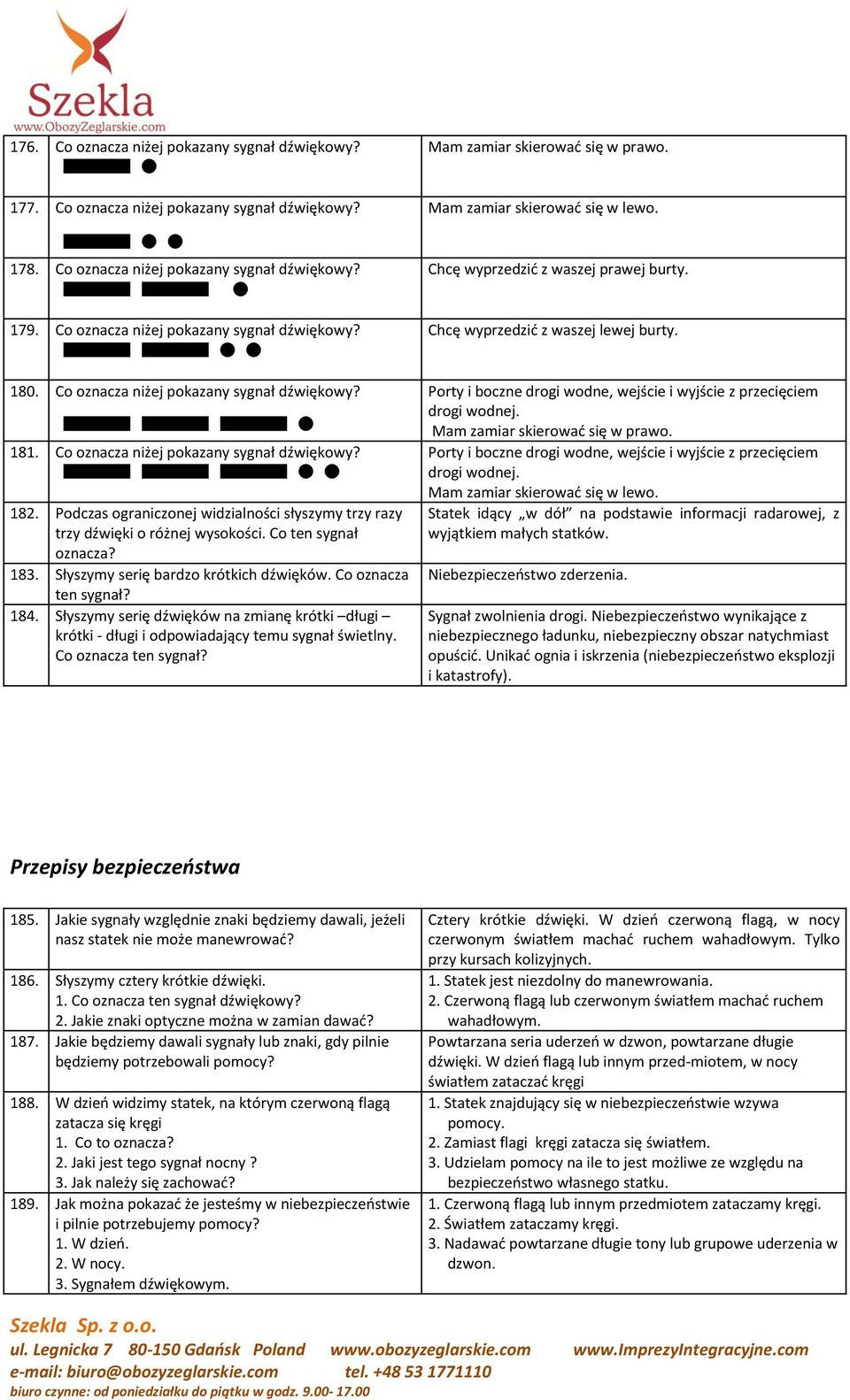 Co oznacza niżej pokazany sygnał dźwiękowy? Porty i boczne drogi wodne, wejście i wyjście z przecięciem drogi wodnej. Mam zamiar skierować się w prawo. 181. Co oznacza niżej pokazany sygnał dźwiękowy?