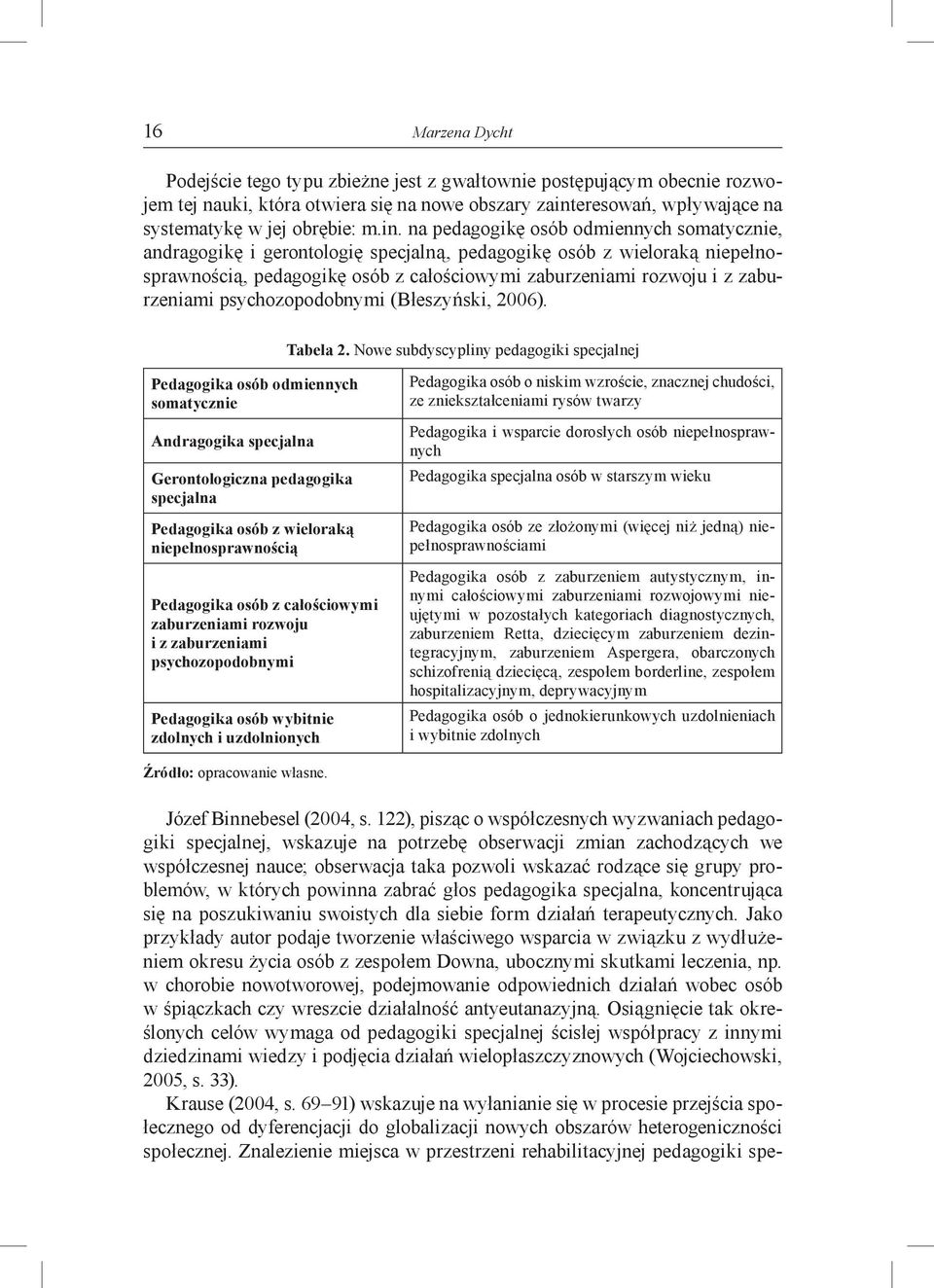 na pedagogikę osób odmiennych somatycznie, andragogikę i gerontologię specjalną, pedagogikę osób z wieloraką niepełnosprawnością, pedagogikę osób z całościowymi zaburzeniami rozwoju i z zaburzeniami