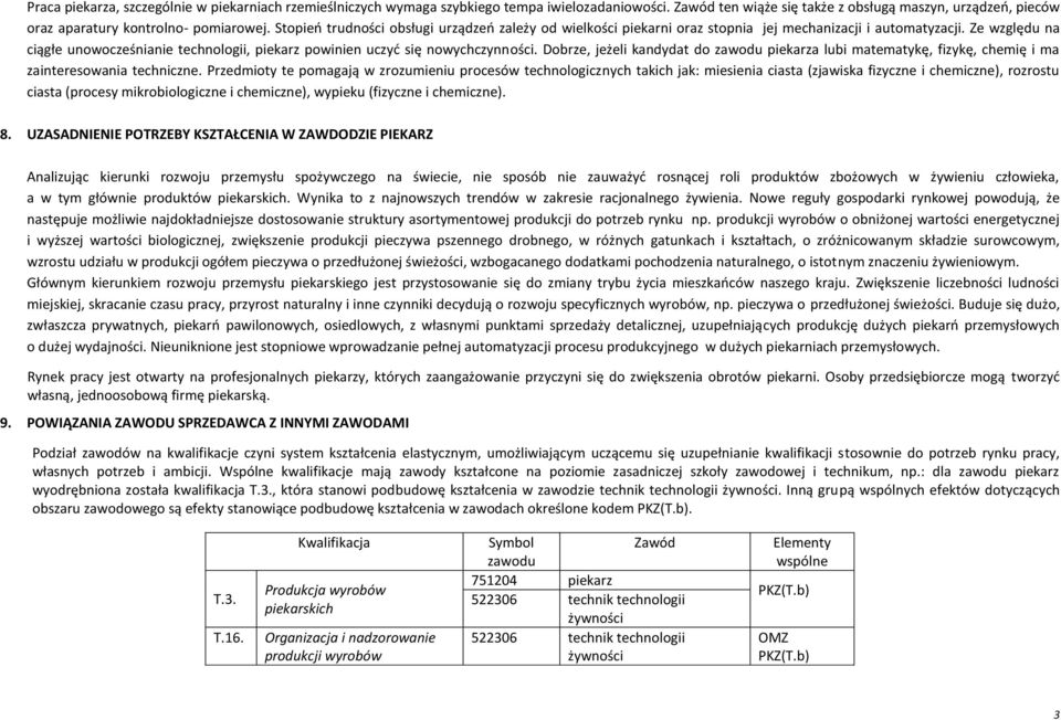 Ze względu na ciągłe unowocześnianie technologii, piekarz powinien uczyć się nowychczynności.