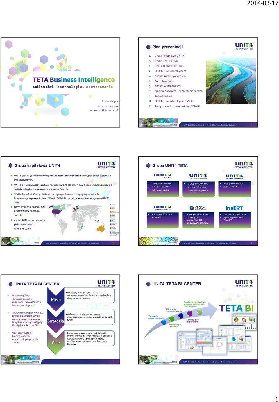 2 Grupa kapitałowa UNIT4 Grupa UNIT4 TETA UNIT4 jest międzynarodowym producentem i dystrybutorem zintegrowanych systemów informatycznych.
