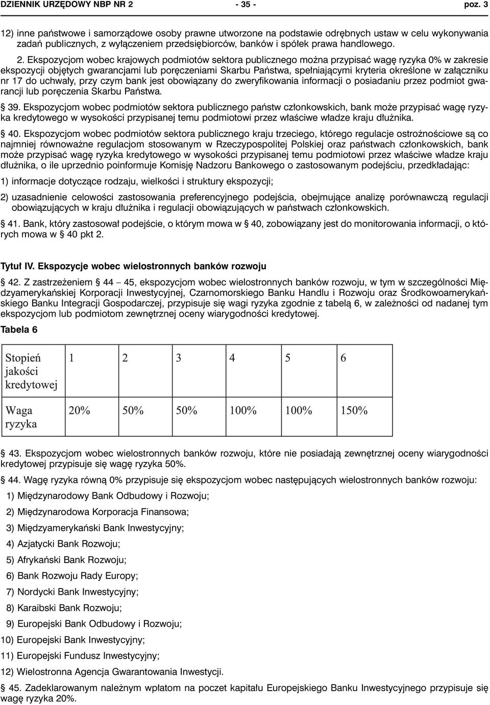 Ekspozycjom wobec krajowych podmiotów sektora publicznego można przypisać wagę ryzyka 0% w zakresie ekspozycji objętych gwarancjami lub poręczeniami Skarbu Państwa, spełniającymi kryteria określone w