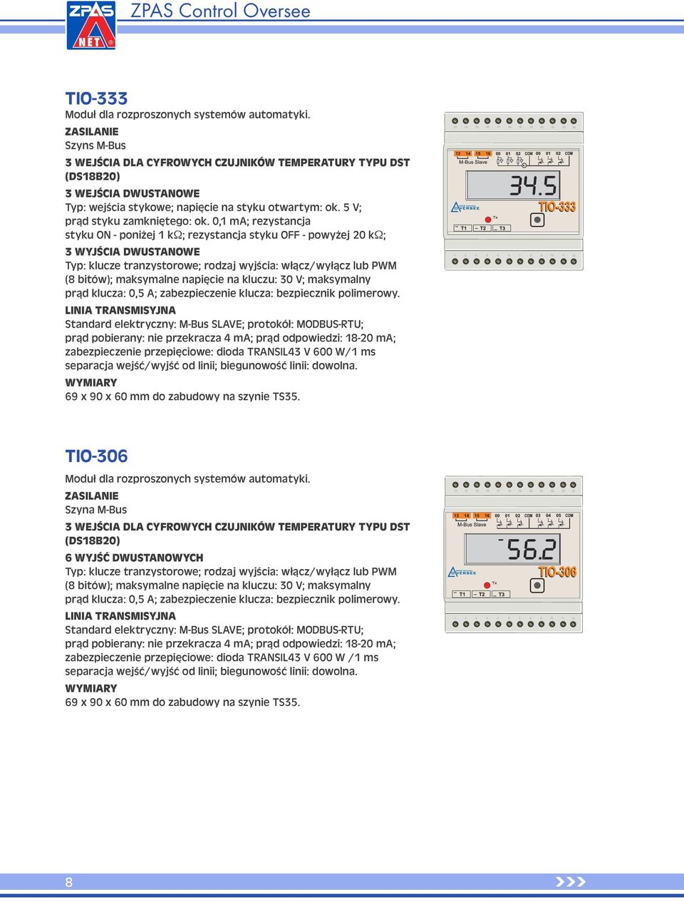 0,1 ma; rezystancja styku ON - poniżej 1 kω; rezystancja styku OFF - powyżej 20 kω; 3 WYJŚCIA DWUSTANOWE Typ: klucze tranzystorowe; rodzaj wyjścia: włącz/wyłącz lub PWM (8 bitów); maksymalne napięcie