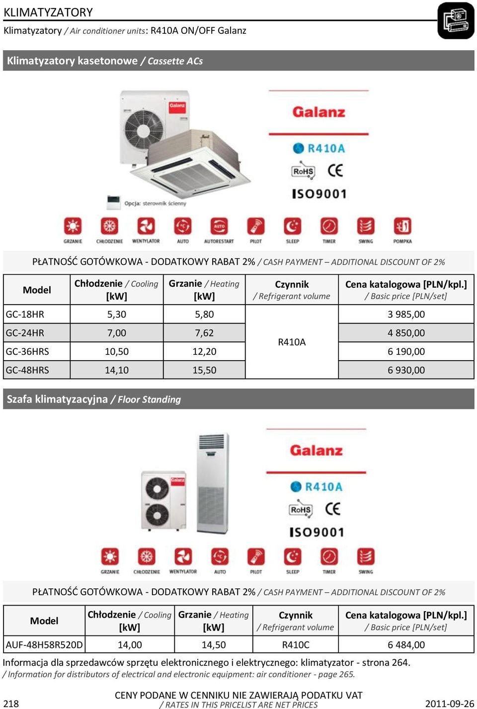 ] / Basic price [PLN/set] GC-18HR 5,30 5,80 3 985,00 GC-24HR 7,00 7,62 4 850,00 GC-36HRS 10,50 12,20 6 190,00