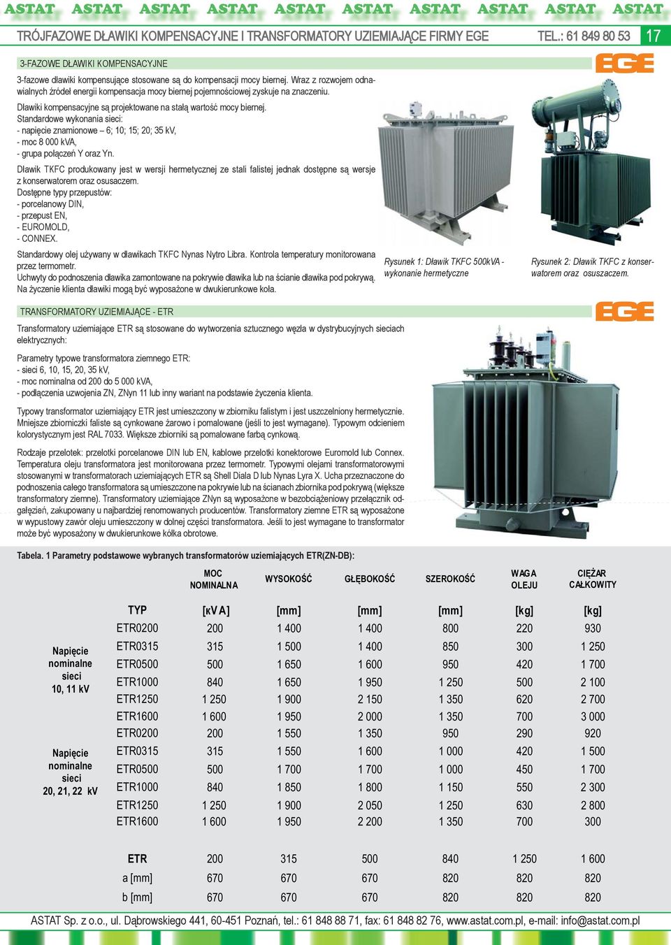 Standardowe wykonania sieci: - napięcie znamionowe 6; 10; 15; 20; 35 kv, - moc 8 000 kva, - grupa połączeń Y oraz Yn.