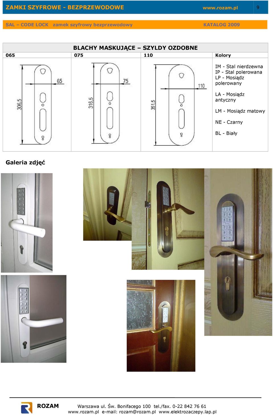 075 110 Kolory LP - Mosiądz polerowany LA -