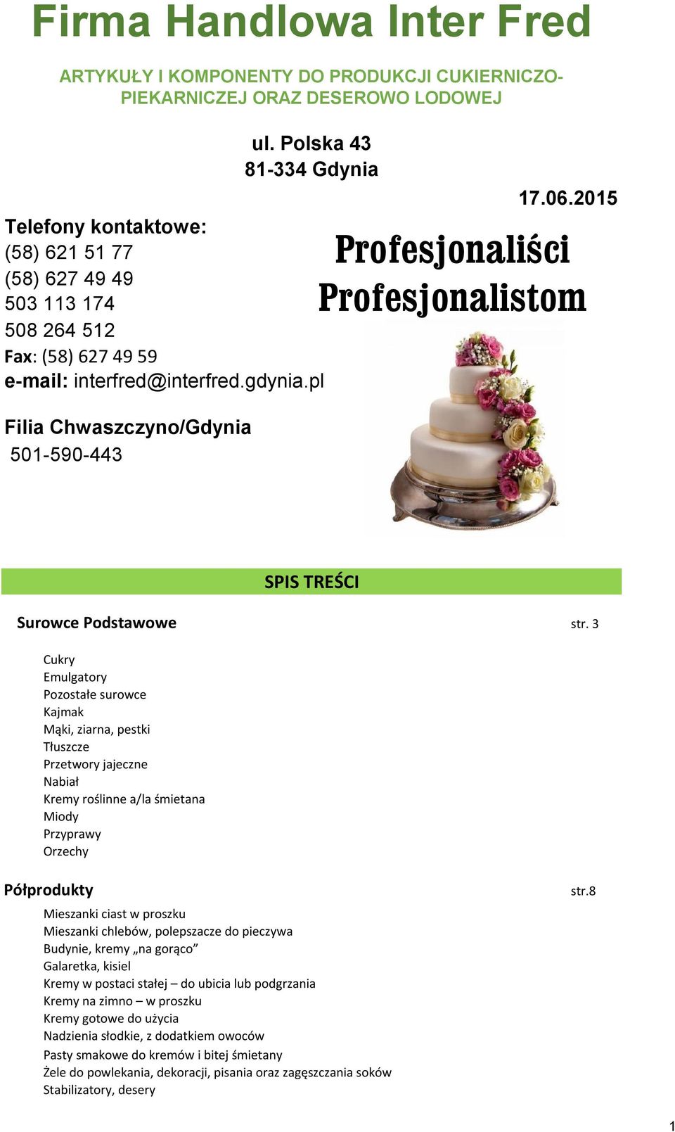3 Cukry Emulgatory Pozostałe surowce Kajmak Mąki, ziarna, pestki Tłuszcze Przetwory jajeczne Nabiał Kremy roślinne a/la śmietana Miody Przyprawy Orzechy Półprodukty Mieszanki ciast w proszku