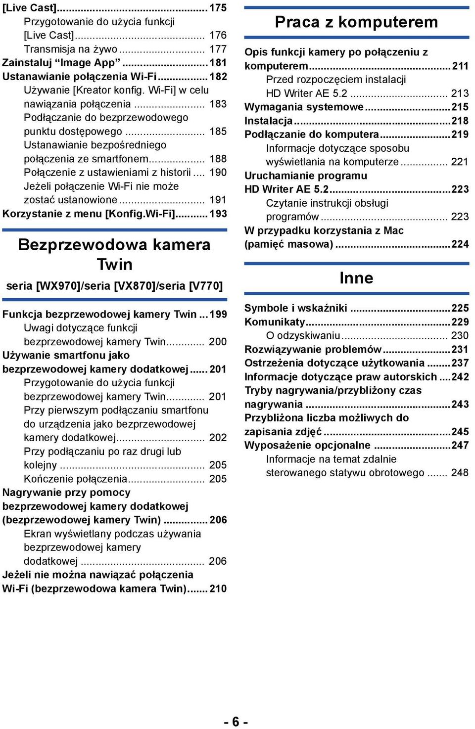 .. 190 Jeżeli połączenie Wi-Fi nie może zostać ustanowione... 191 Korzystanie z menu [Konfig.Wi-Fi].