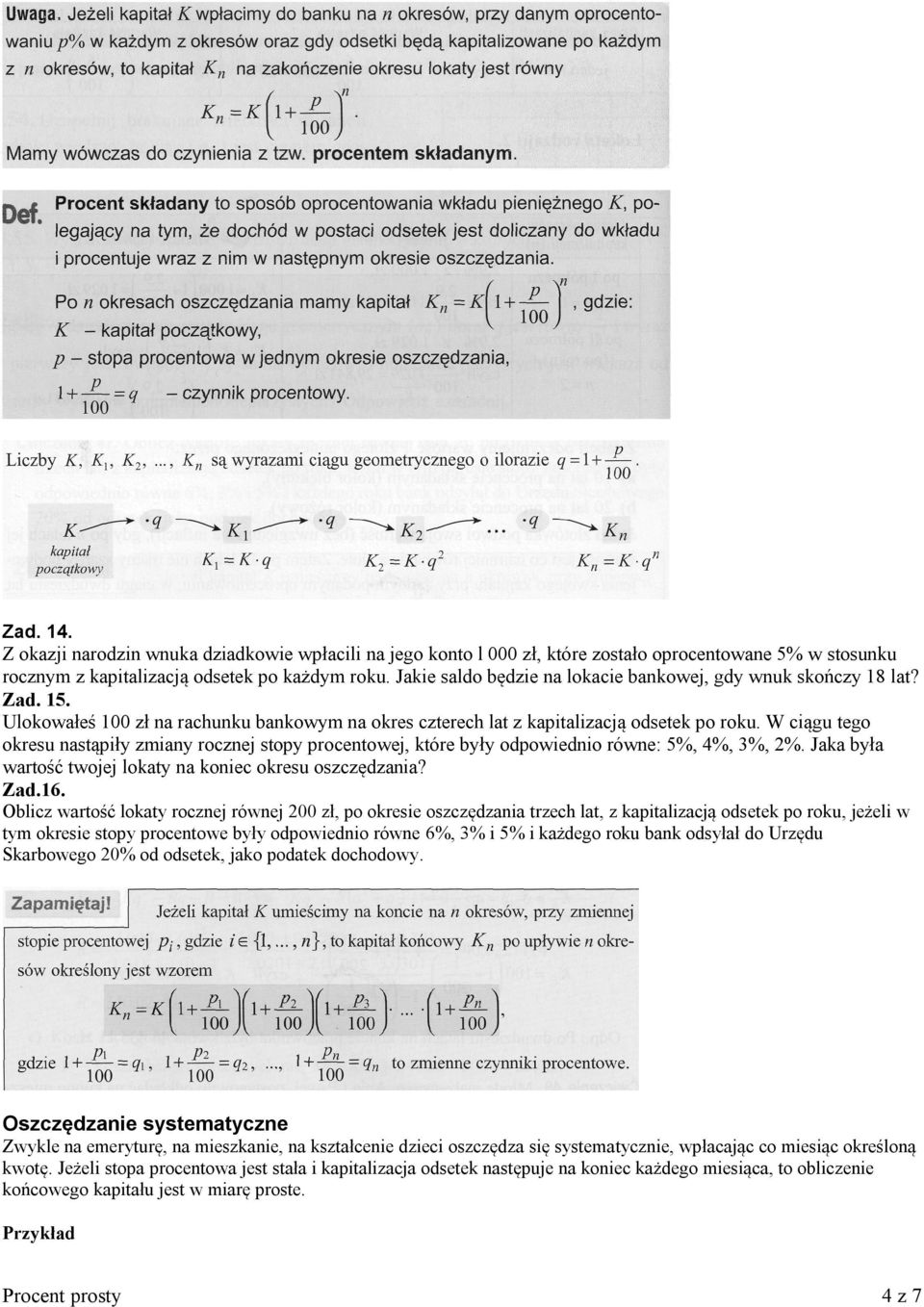 Procent prosty Def.: Procent prosty Zad. 1. Zad. 2. Zad. 3 - PDF Free  Download