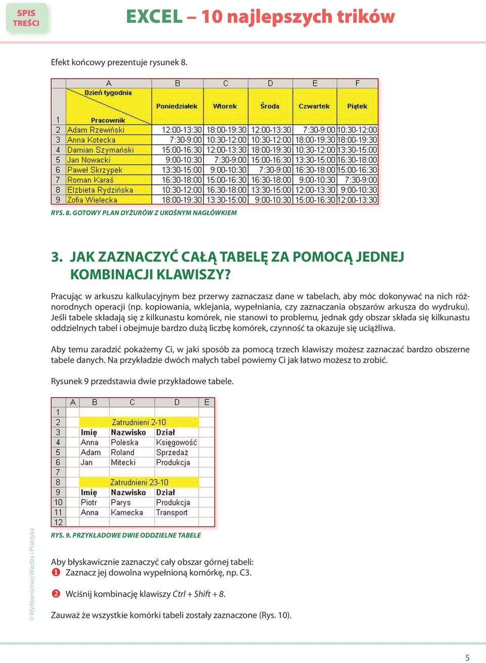 kopiowania, wklejania, wypełniania, czy zaznaczania obszarów arkusza do wydruku).