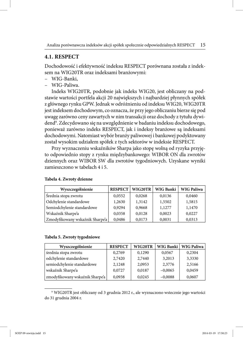 Indeks WIG20TR, podobnie jak indeks WIG20, jest obliczany na podstawie wartości portfela akcji 20 największych i najbardziej płynnych spółek z głównego rynku GPW.