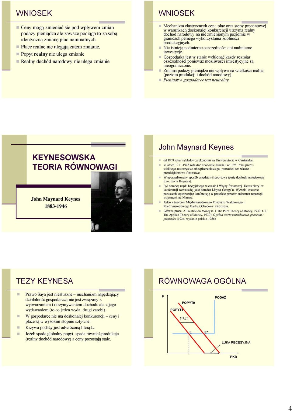 narodowy na nie zmienionym poziomie w granicach pełnego wykorzystania zdolności produkcyjnych. Nie istnieją nadmierne oszczędności ani nadmierne inwestycje.