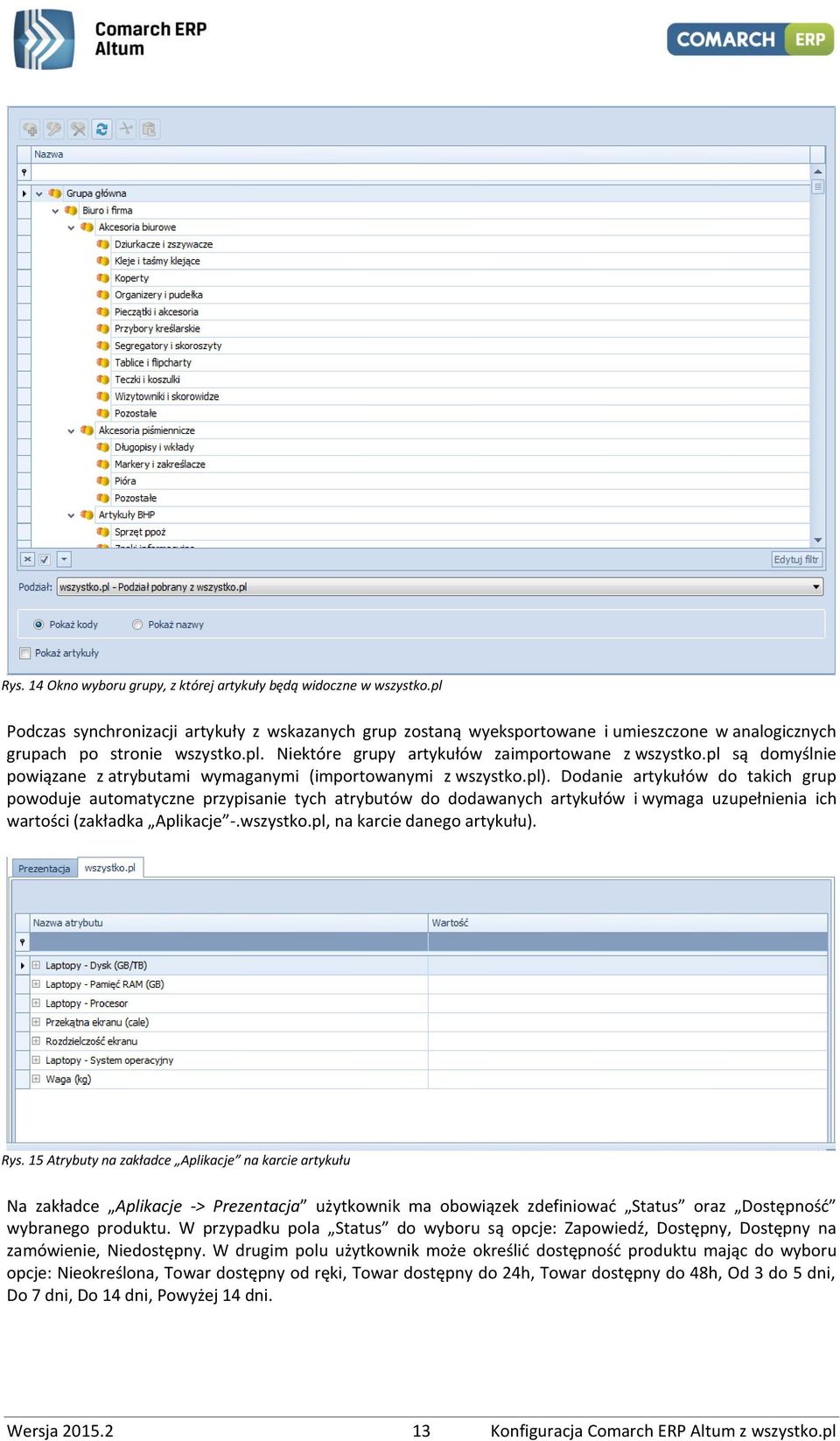 pl są domyślnie powiązane z atrybutami wymaganymi (importowanymi z wszystko.pl).