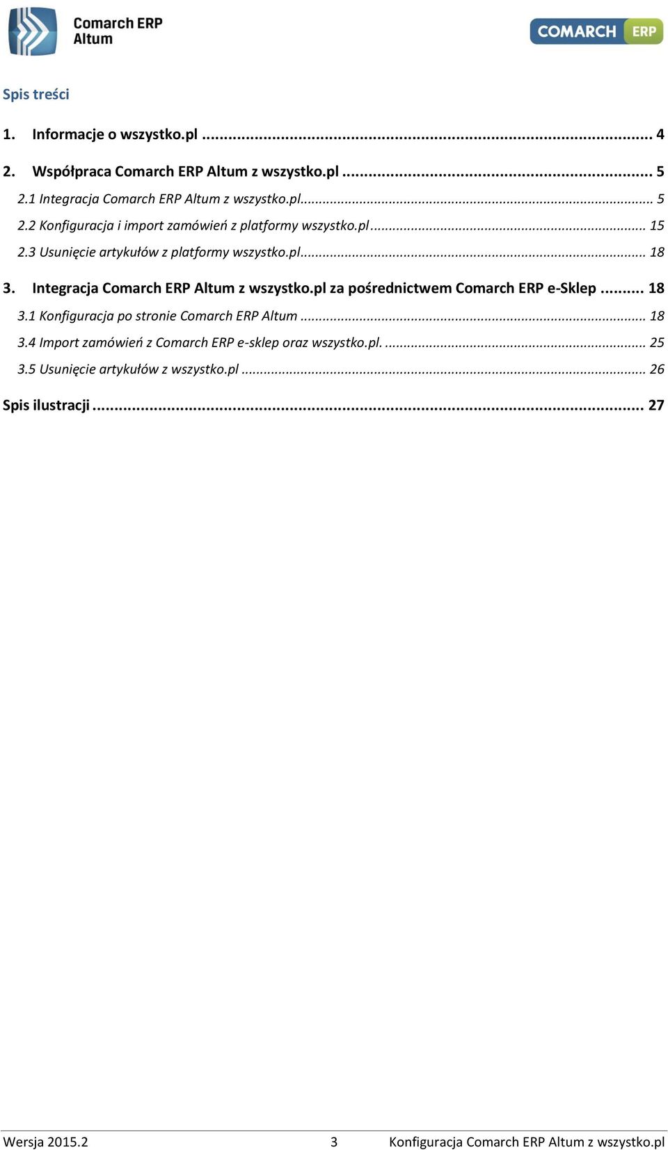 3 Usunięcie artykułów z platformy wszystko.pl... 18 3. Integracja Comarch ERP Altum z wszystko.pl za pośrednictwem Comarch ERP e-sklep... 18 3.1 Konfiguracja po stronie Comarch ERP Altum.