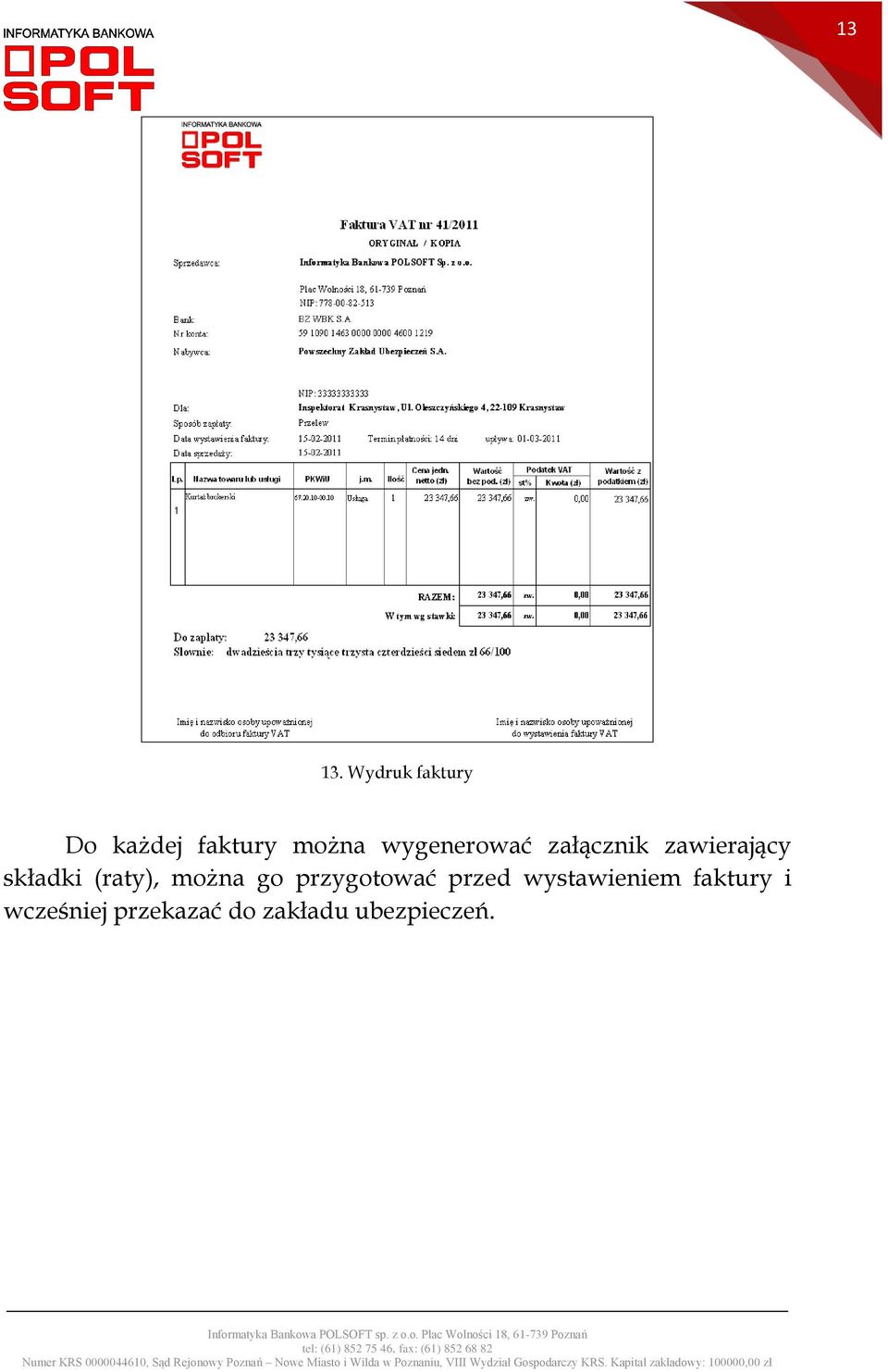 wygenerować załącznik zawierający składki