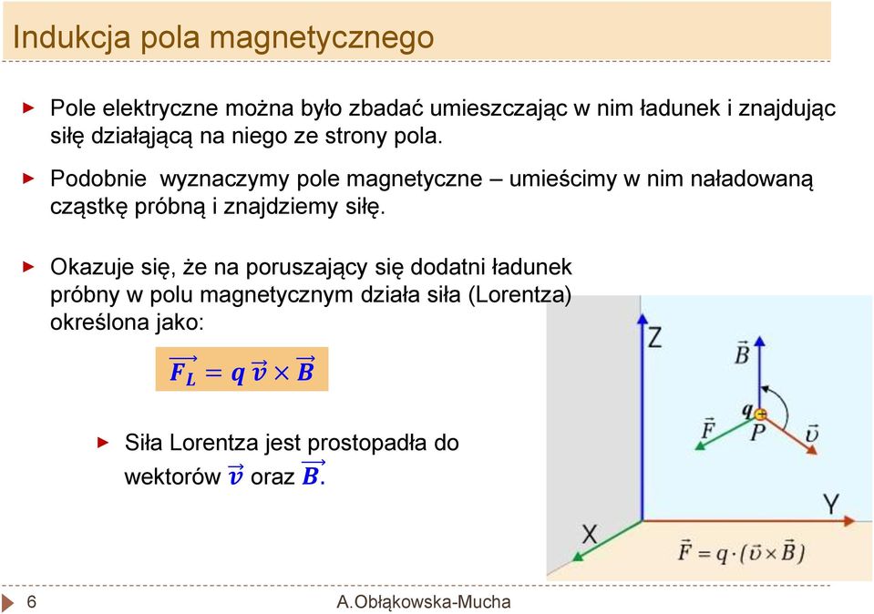 Podobnie wyznaczymy pole magnetyczne umieścimy w nim naładowaną cząstkę próbną i znajdziemy siłę.