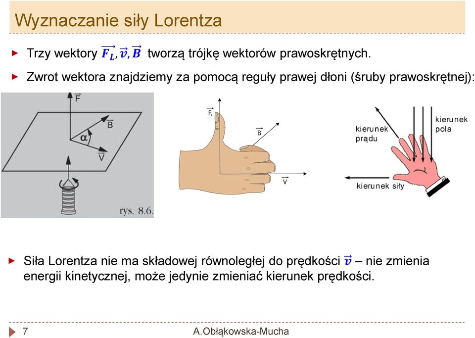 Zwrot wektora znajdziemy za pomocą reguły prawej dłoni (śruby