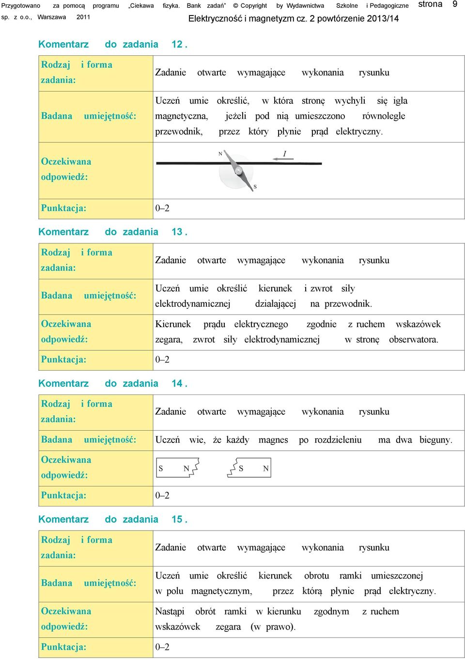 Uczeń umie określić kierunek i zwrot siły elektrodynamicznej działającej na przewodnik.