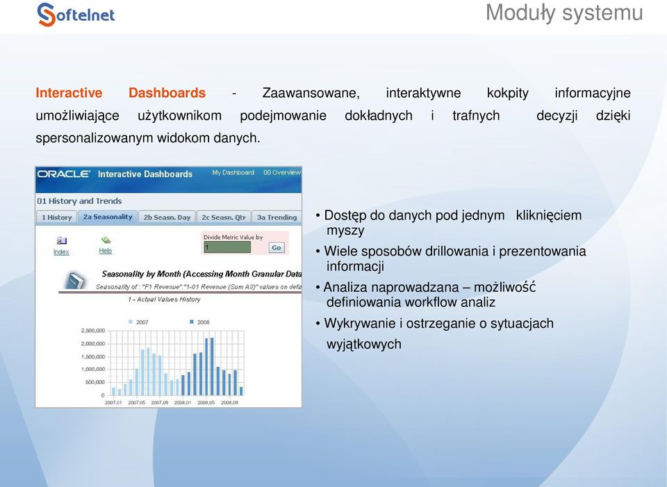 2 Dostęp do danych pod jednym kliknięciem myszy Wiele sposobów drillowania i prezentowania informacji