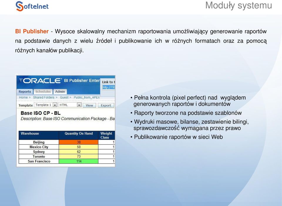 2 Pełna kontrola (pixel perfect) nad wyglądem generowanych raportów i dokumentów Raporty tworzone na podstawie