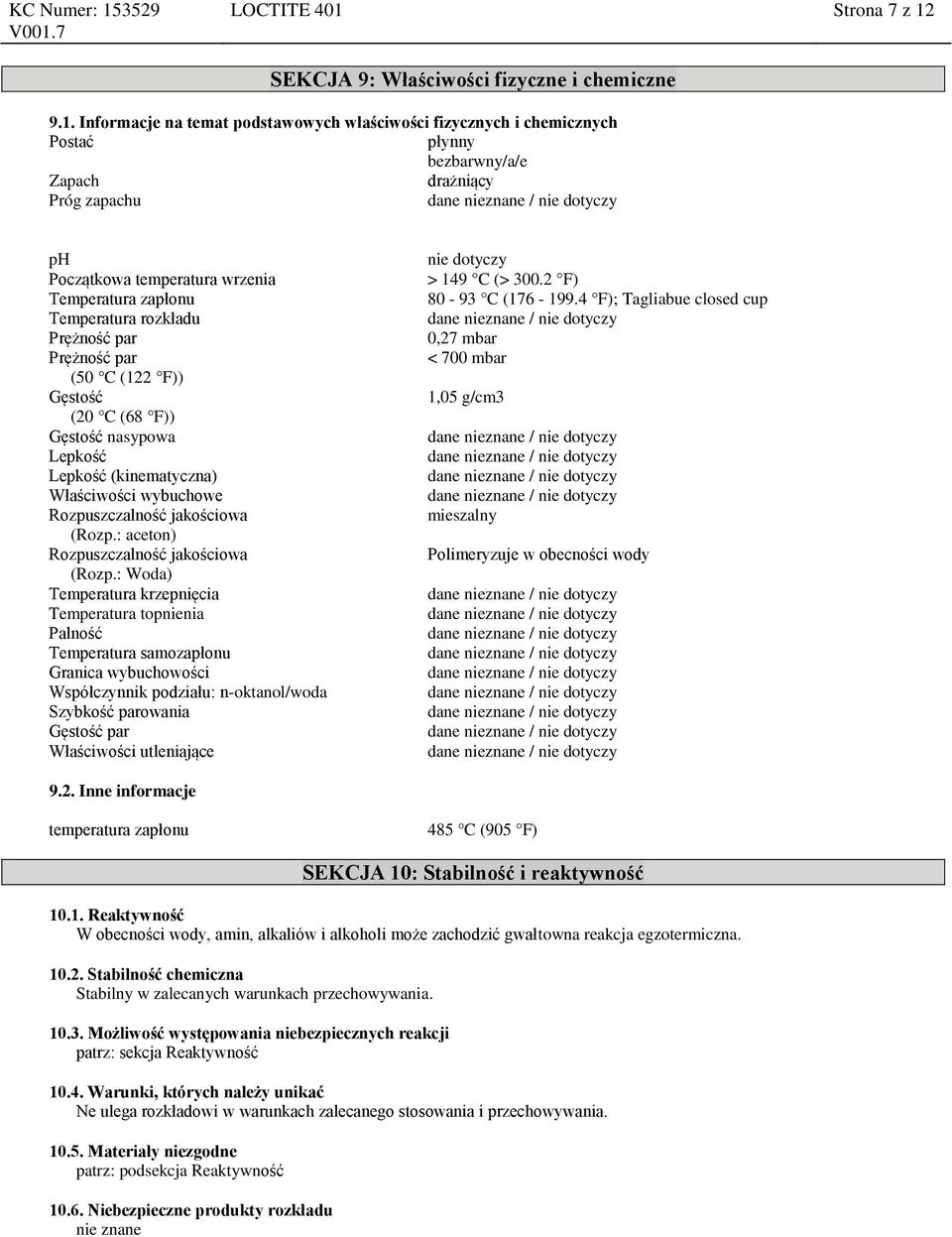 SEKCJA 9: Właściwości fizyczne i chemiczne 9.1.