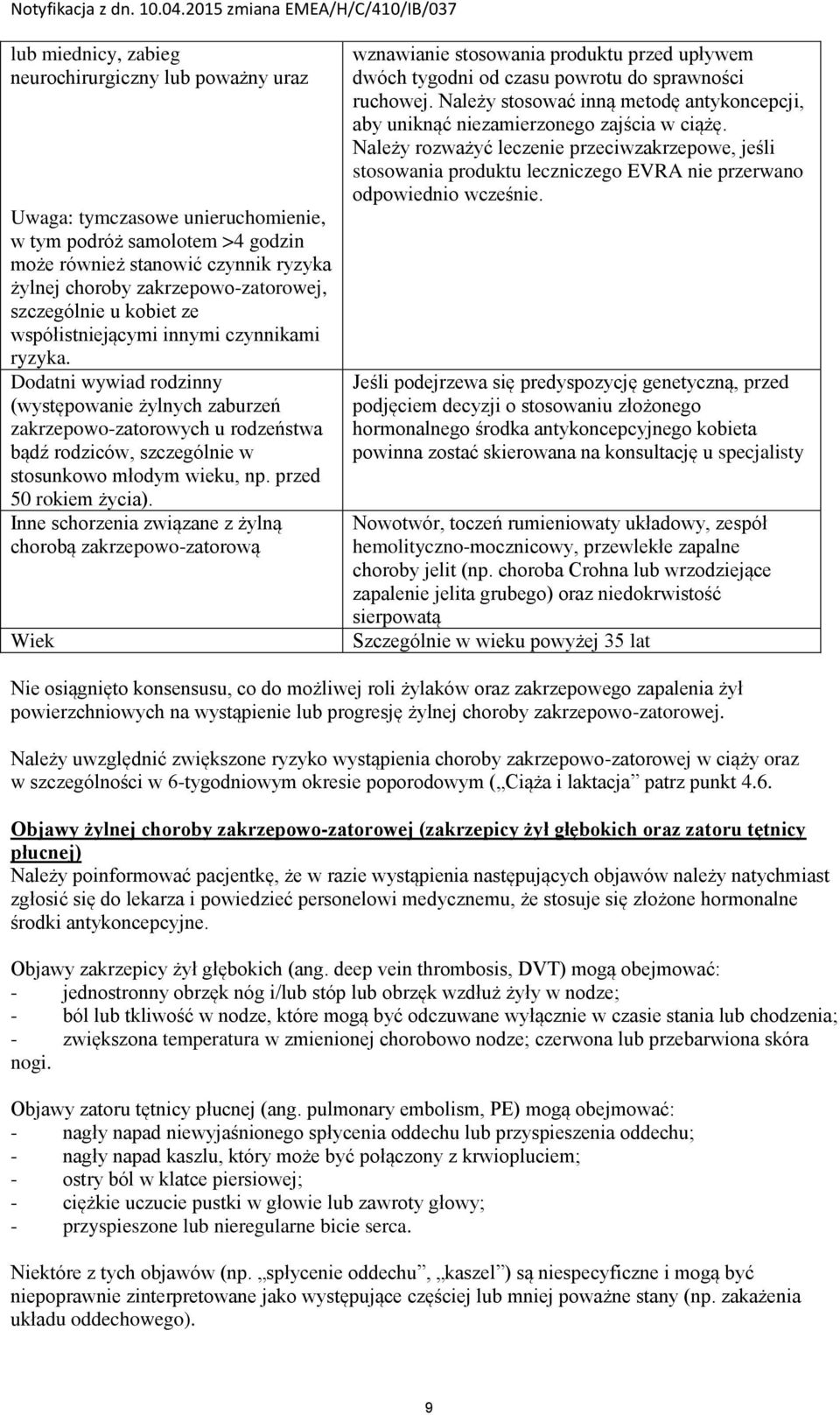 Dodatni wywiad rodzinny (występowanie żylnych zaburzeń zakrzepowo-zatorowych u rodzeństwa bądź rodziców, szczególnie w stosunkowo młodym wieku, np. przed 50 rokiem życia).
