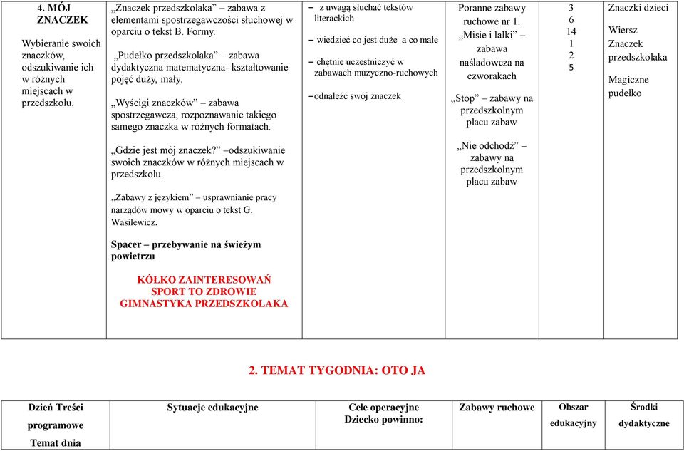 literackich wiedzieć co jest duże a co małe ch muzyczno-ruchowych odnaleźć swój znaczek ruchowe nr.