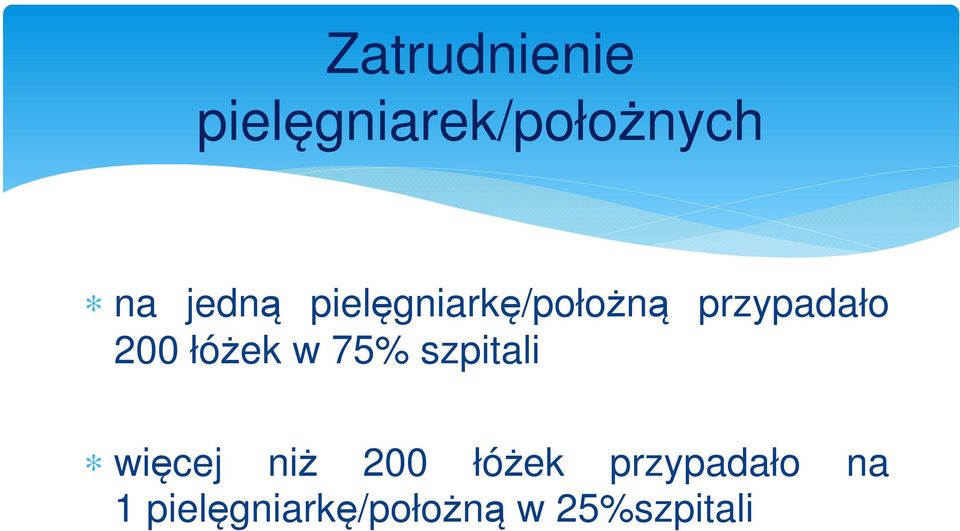 łóżek w 75% szpitali więcej niż 200 łóżek