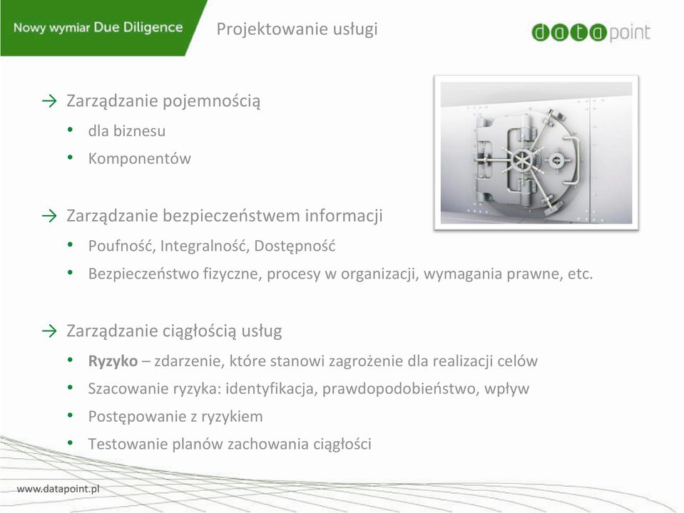 Zarządzanie ciągłością usług Ryzyko zdarzenie, które stanowi zagrożenie dla realizacji celów Szacowanie