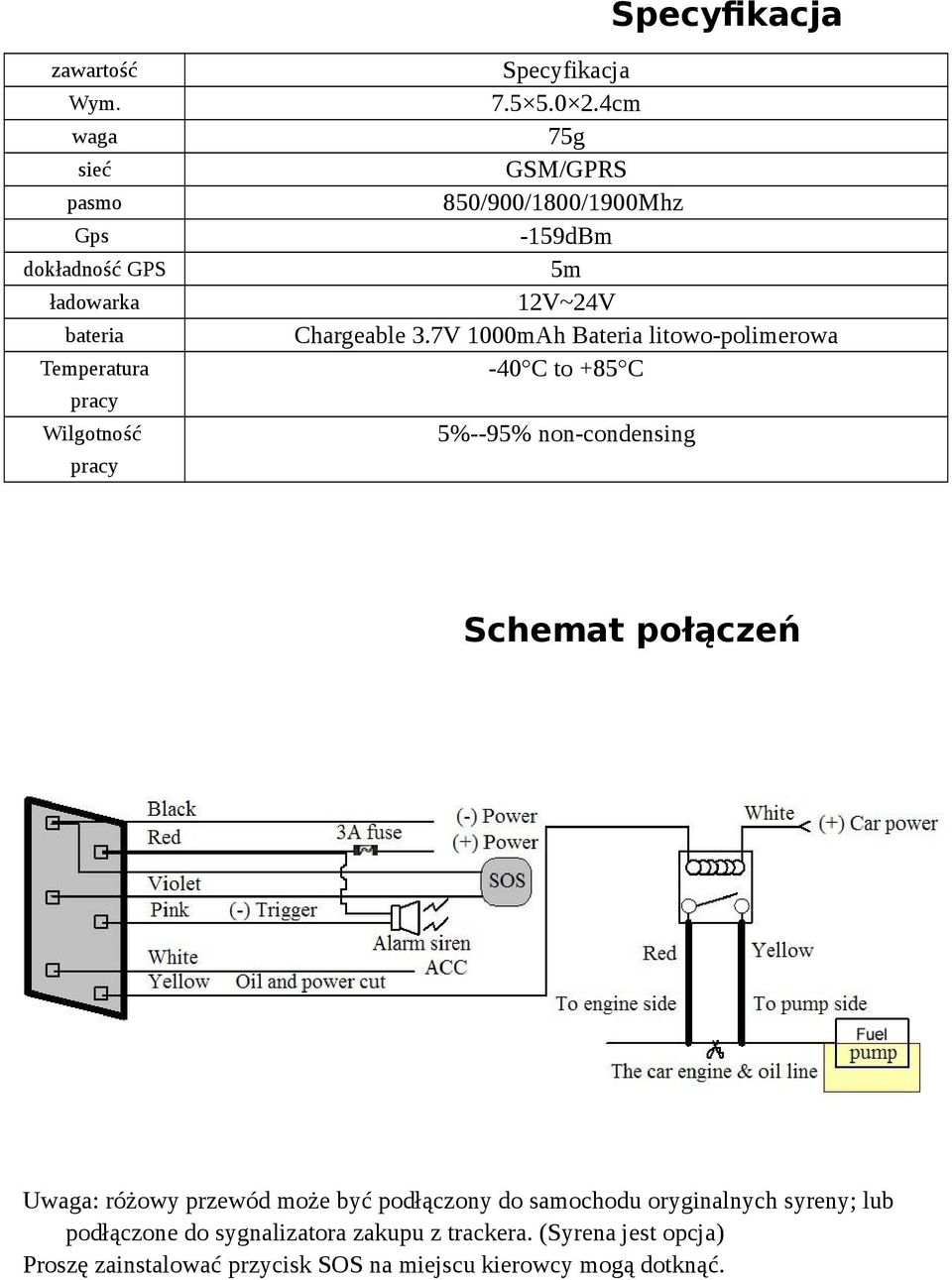 4cm 75g GSM/GPRS 850/900/1800/1900Mhz -159dBm 5m 12V~24V Chargeable 3.