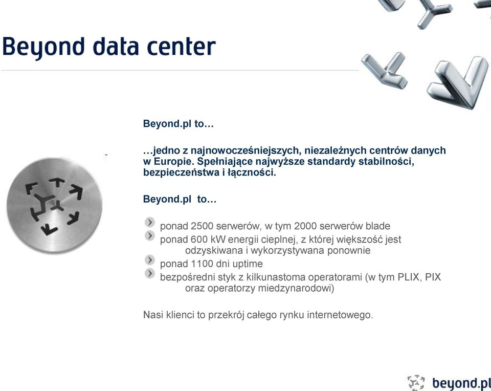 pl to ponad 2500 serwerów, w tym 2000 serwerów blade ponad 600 kw energii cieplnej, z której większość jest