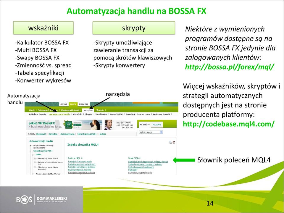 klawiszowych -Skrypty konwertery narzędzia Niektóre z wymienionych programów dostępne są na stronie BOSSA FX jedynie dla zalogowanych klientów: