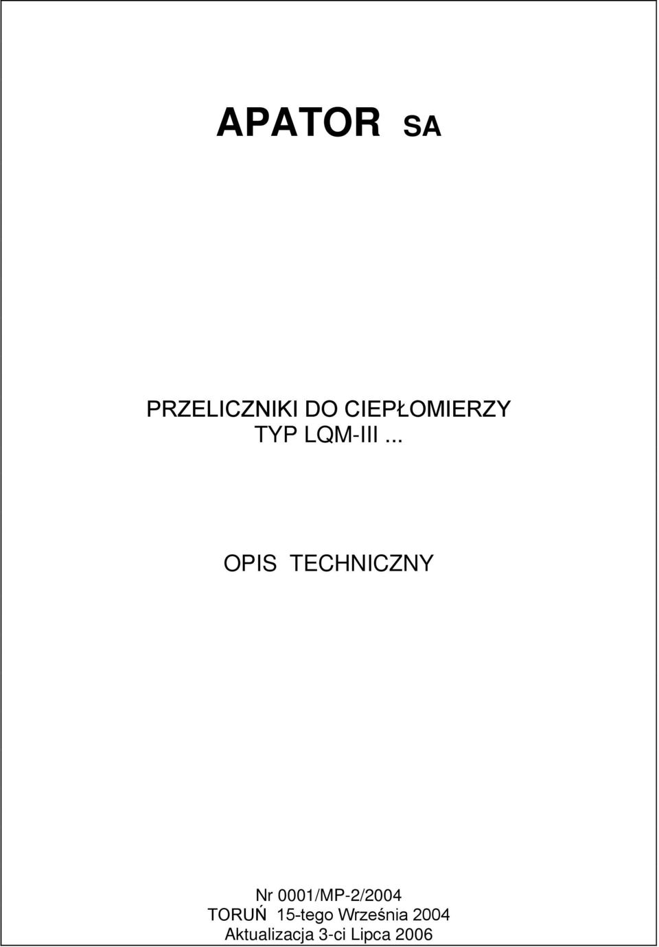 .. OPIS TECHNICZNY Nr