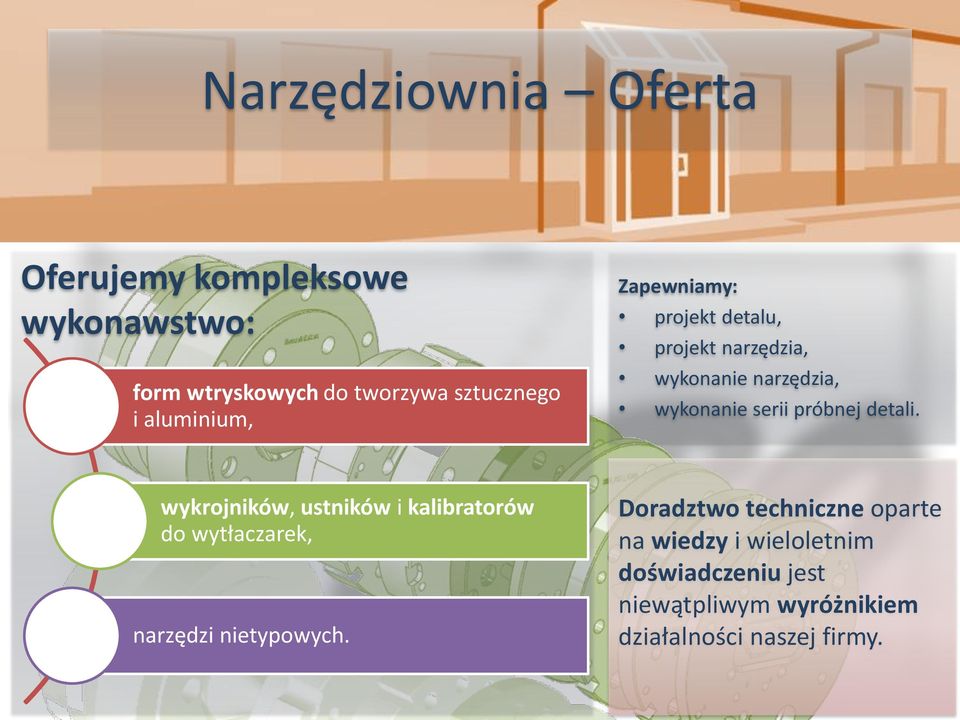 próbnej detali. wykrojników, ustników i kalibratorów do wytłaczarek, narzędzi nietypowych.