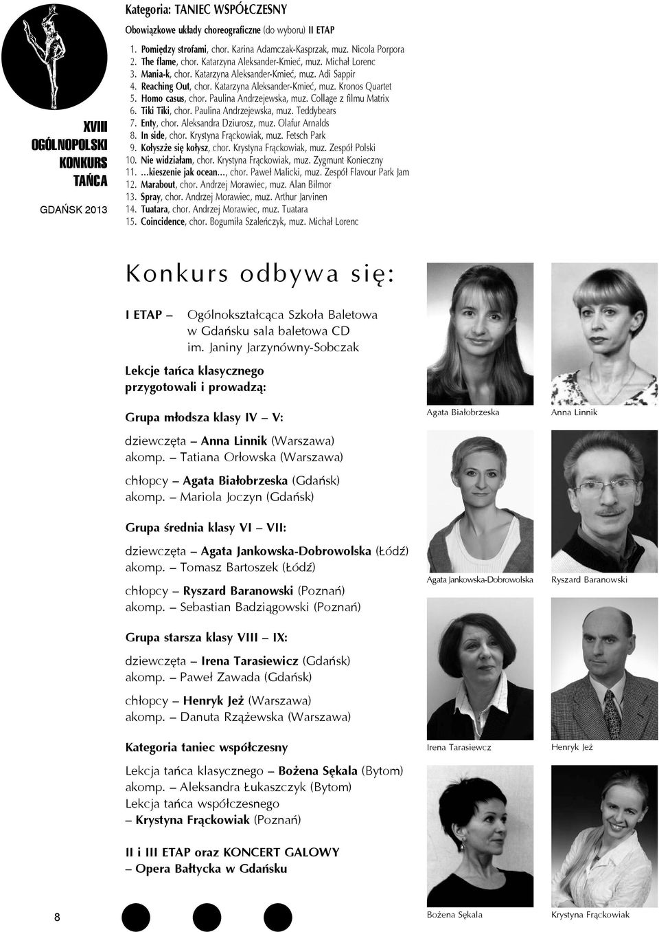 Homo casus, chor. Paulina Andrzejewska, muz. Collage z filmu Matrix 6. Tiki Tiki, chor. Paulina Andrzejewska, muz. Teddybears 7. Enty, chor. Aleksandra Dziurosz, muz. Olafur Arnalds 8. In side, chor.