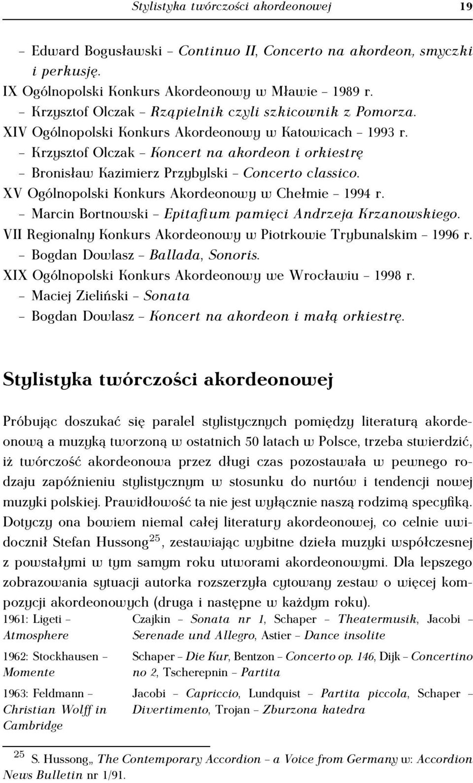 Krzysztof Olczak Koncert na akordeon i orkiestrę Bronisław Kazimierz Przybylski Concerto classico. XV Ogólnopolski Konkurs Akordeonowy w Chełmie 1994 r.