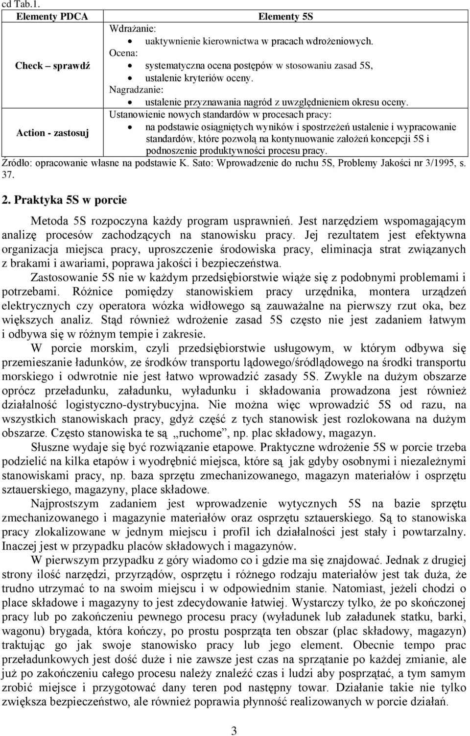 Ustanowienie nowych standardów w procesach pracy: na podstawie osiągniętych wyników i spostrzeżeń ustalenie i wypracowanie standardów, które pozwolą na kontynuowanie założeń koncepcji 5S i